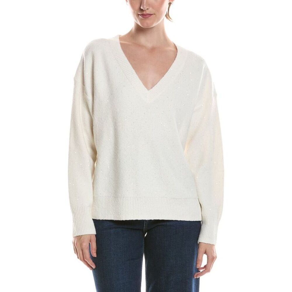 Michael Stars Womens  Francis V-Neck Sweater, White